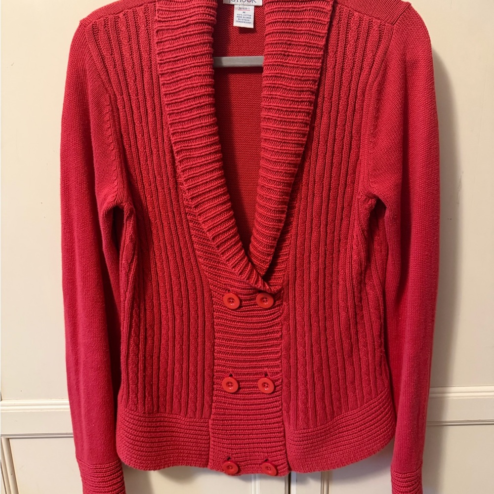 JG Hook Women's Vibrant Red Shawl Collar Cardigan